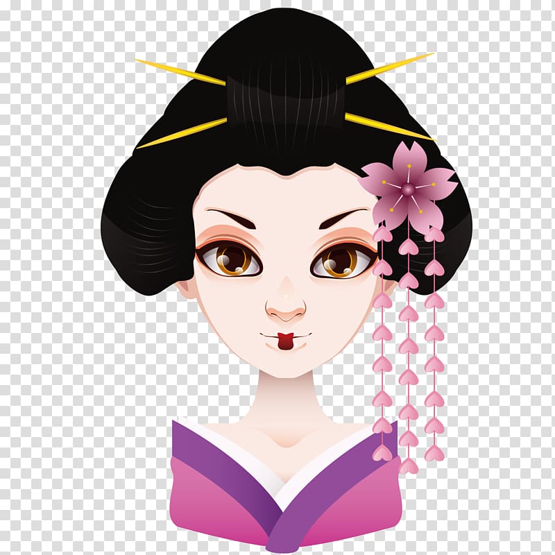 Geisha Drawing Illustration, Japanese geisha transparent background PNG clipart