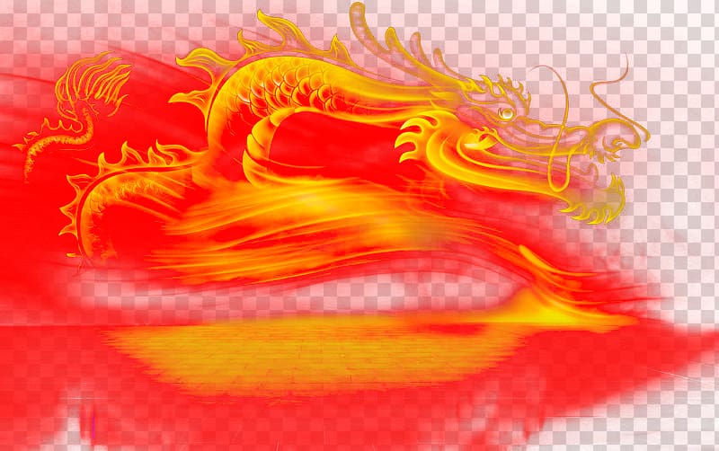 cartoon hand-painted flames dragon deduction transparent background PNG clipart