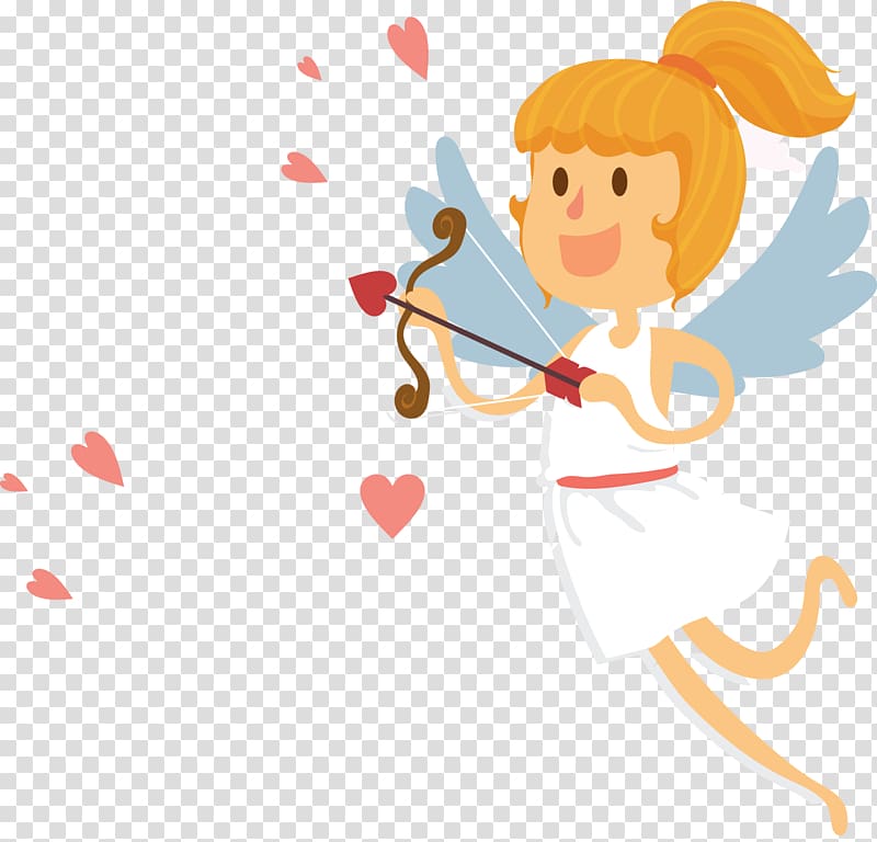 Cupid Silhouette Cartoon Illustration, Lovely Angel transparent background PNG clipart