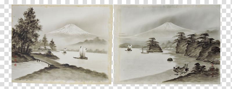 Watercolor painting Mount Fuji Silk painting Art, japanese ink painting of bamboo transparent background PNG clipart