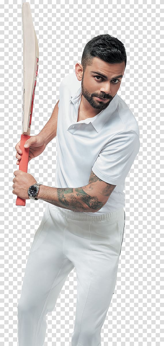 man in white collared shirt holding cricket bat illustration, Virat Kohli India national cricket team Tissot Cricketer, virat transparent background PNG clipart