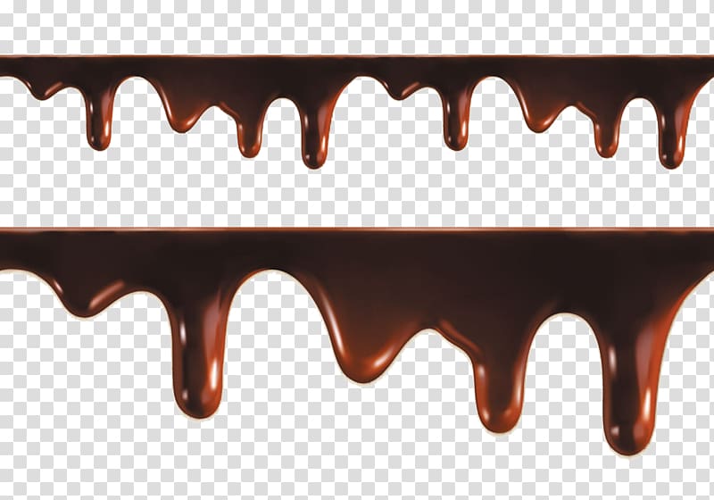 two chocolate syrup , Chocolate cake Illustration, Flowing chocolate transparent background PNG clipart