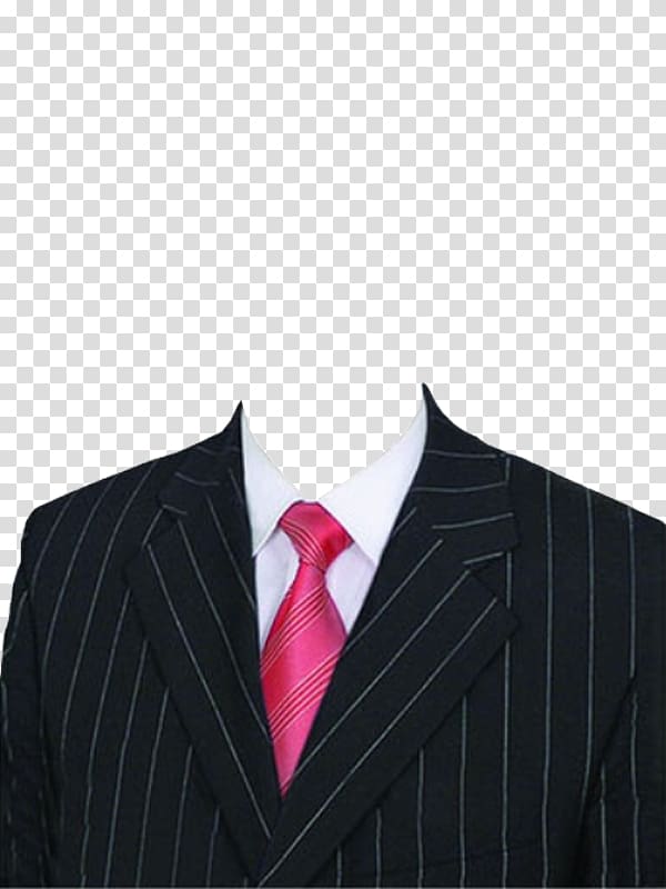 Necktie Suit Shirt Pink, Striped suit and red tie transparent background PNG clipart