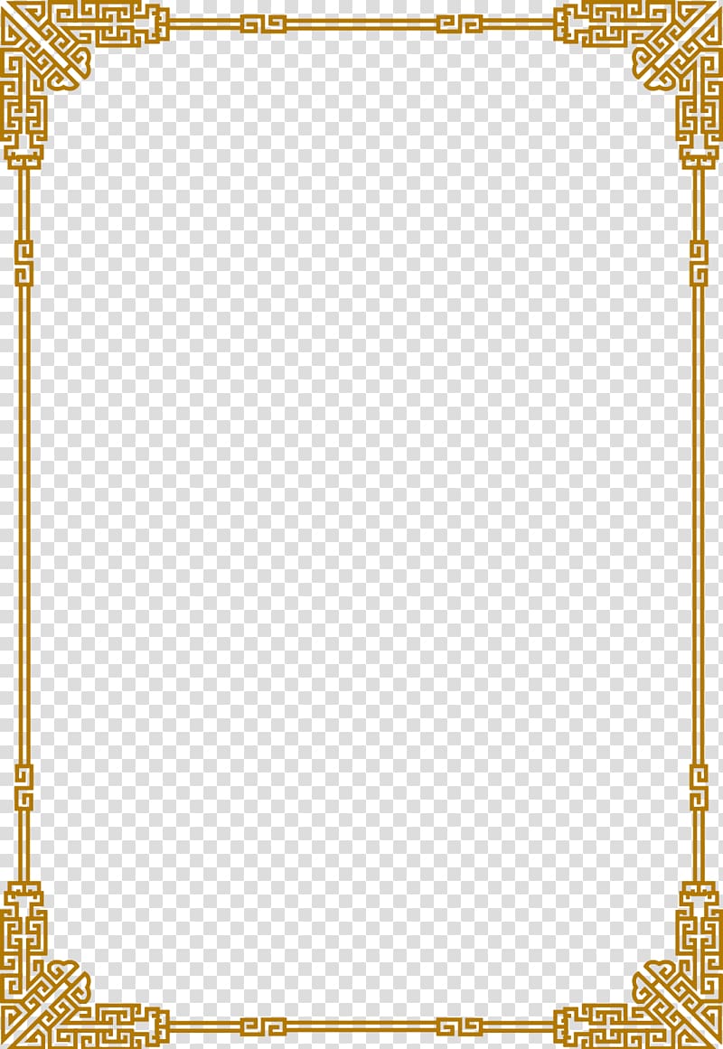 yellow chinese wind line border texture transparent background PNG clipart