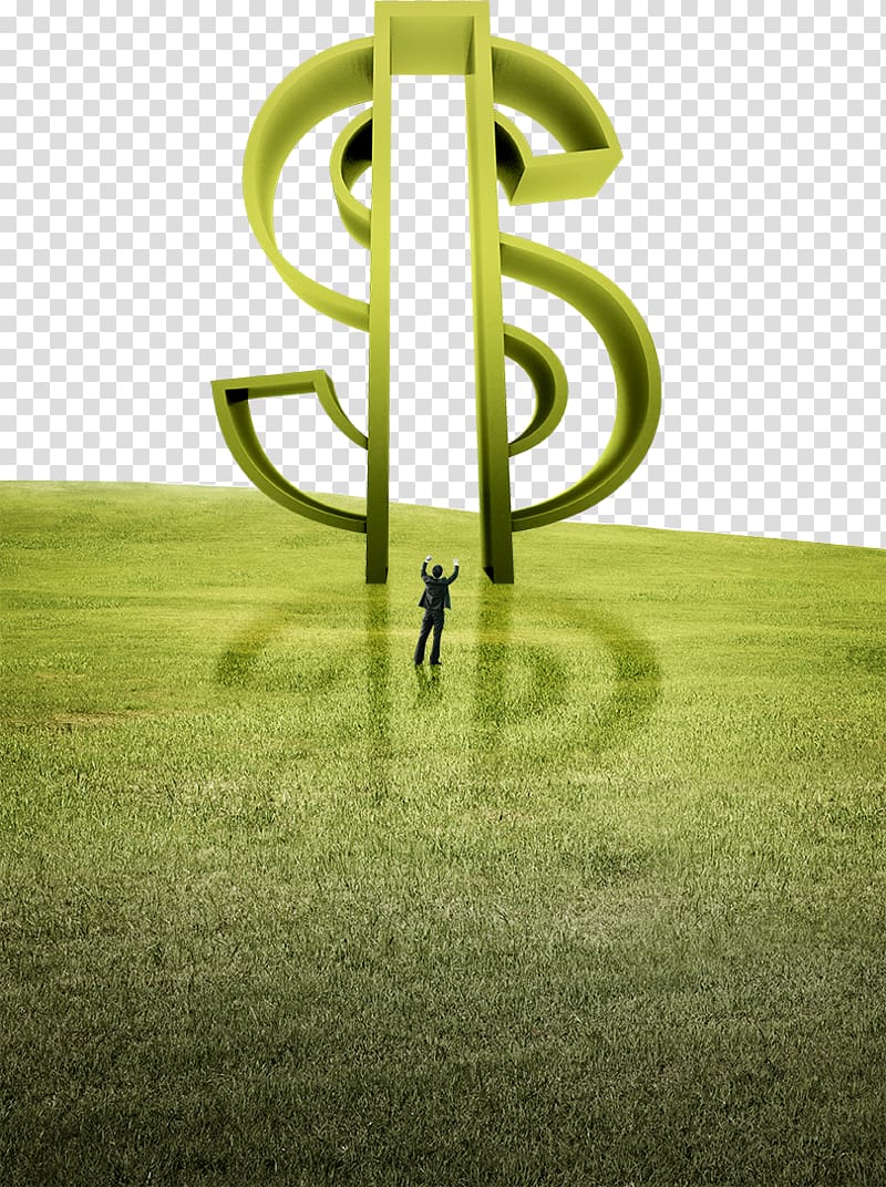 United States Dollar Businessperson, Dollar sign and people on the grass transparent background PNG clipart