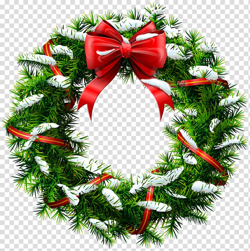 Wreath Christmas Garland , Christmas Wreath with Snow transparent background PNG clipart