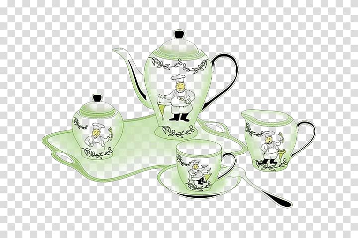 Green tea Coffee cup Teapot Porcelain, Light green tea Free matting transparent background PNG clipart