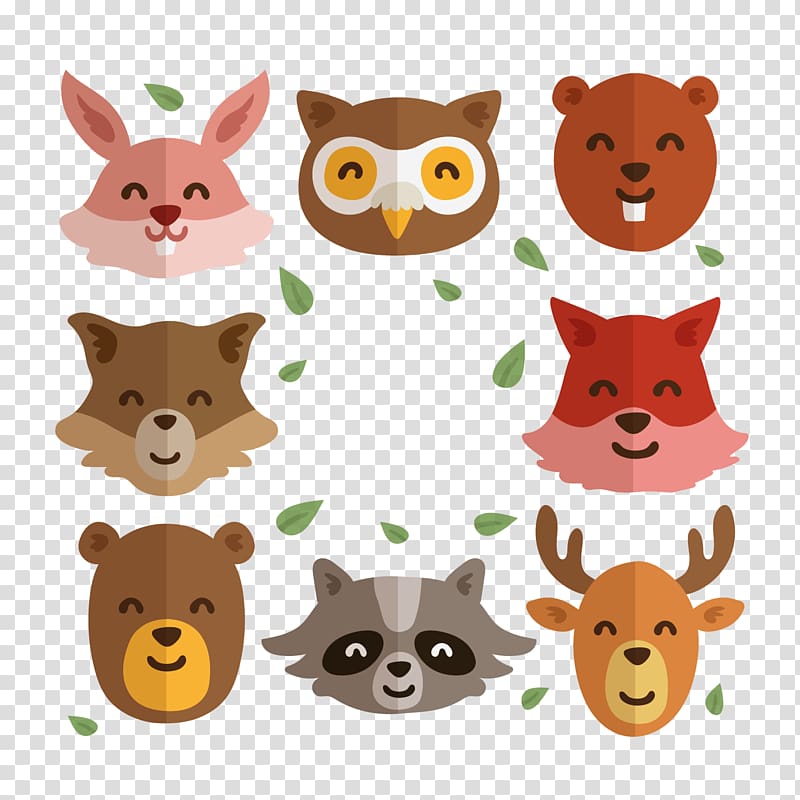 Drawing Cartoon , Cute Smile Forest Animal Avatar transparent background PNG clipart