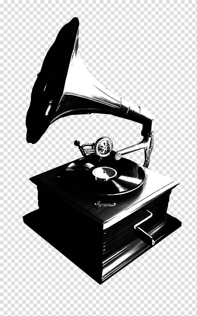 grayscale of gramophone, Gramophone Illustration transparent background PNG clipart