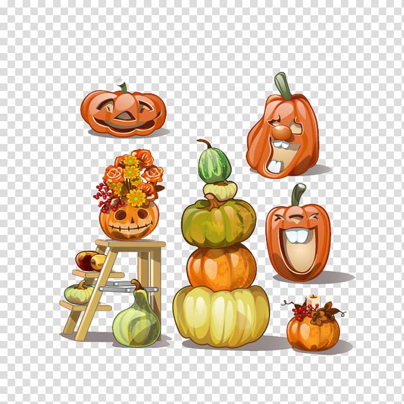 Jack-o-lantern Pumpkin Halloween, Cartoon pumpkin transparent background PNG clipart