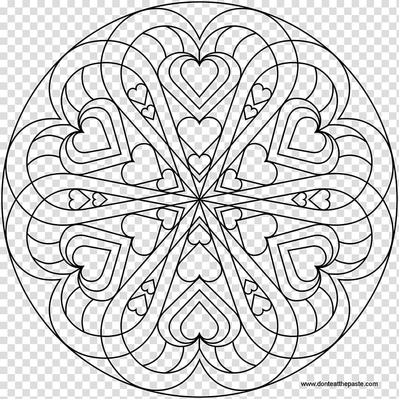 Coloring book Mandala Heart Love Adult, heart transparent background PNG clipart