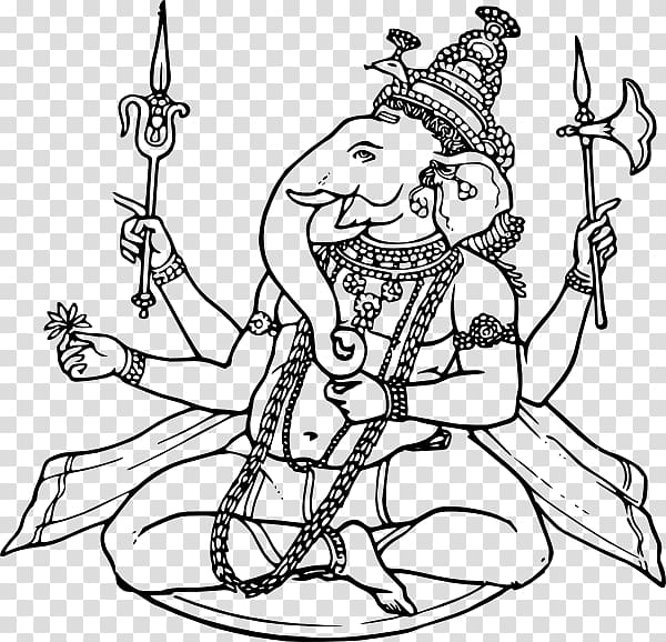 Ganesha Shiva Hanuman Sita , Ganpati Line Art transparent background PNG clipart