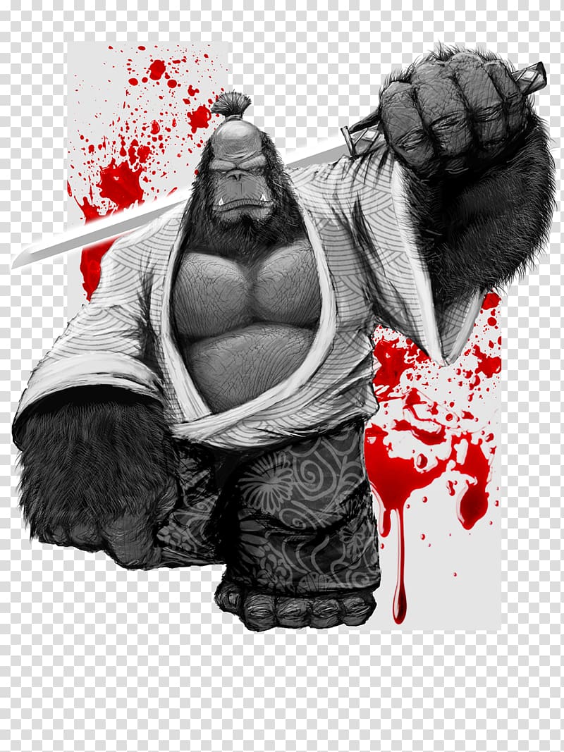 gorilla samurai illustration, T-shirt Gorilla Samurai Street art, T-shirt transparent background PNG clipart