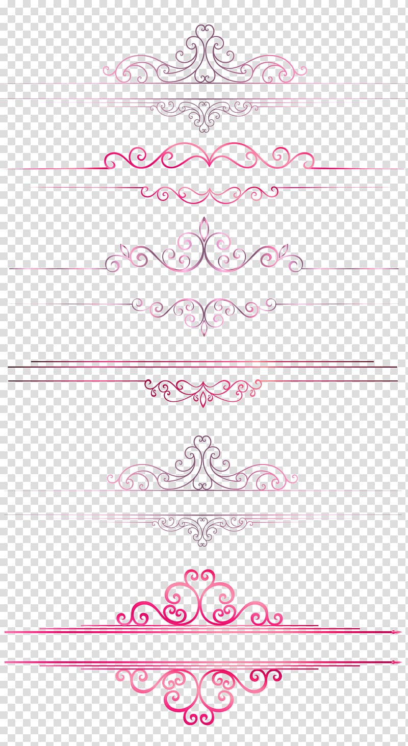 European pattern border line dividing line columns, pink border lines transparent background PNG clipart
