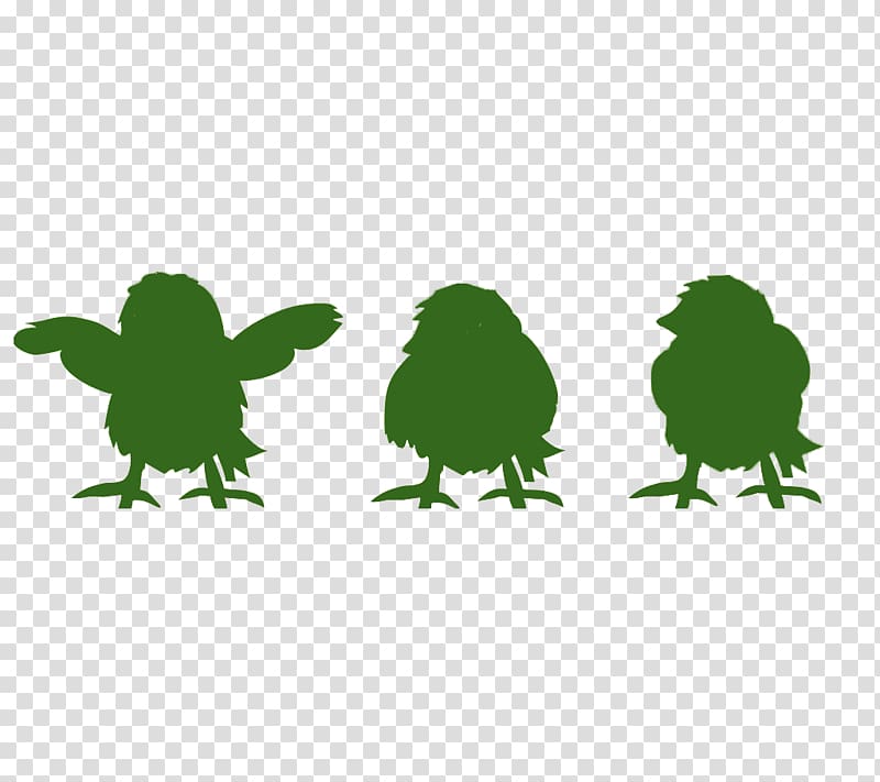 Chicken Silhouette Green Illustration, Three green chick silhouette material transparent background PNG clipart