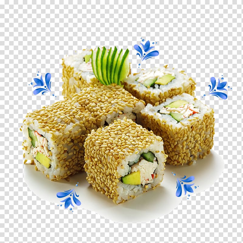 Sushi California roll Take-out Japanese Cuisine Indian cuisine, Creative sushi rolls, transparent background PNG clipart