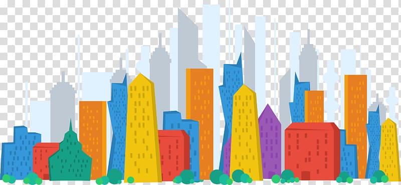 assorted-color skyscrapers illustration, City, City color material Business transparent background PNG clipart