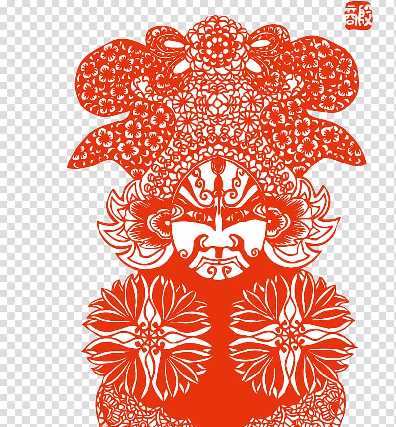 Chinese paper cutting China Peking opera Papercutting, Facebook transparent background PNG clipart