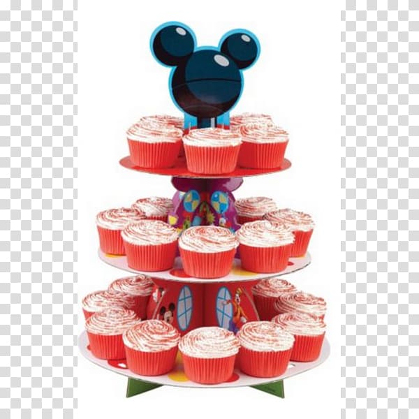 Mickey Mouse Cupcake Minnie Mouse Birthday cake Frosting & Icing, cupcake stand transparent background PNG clipart