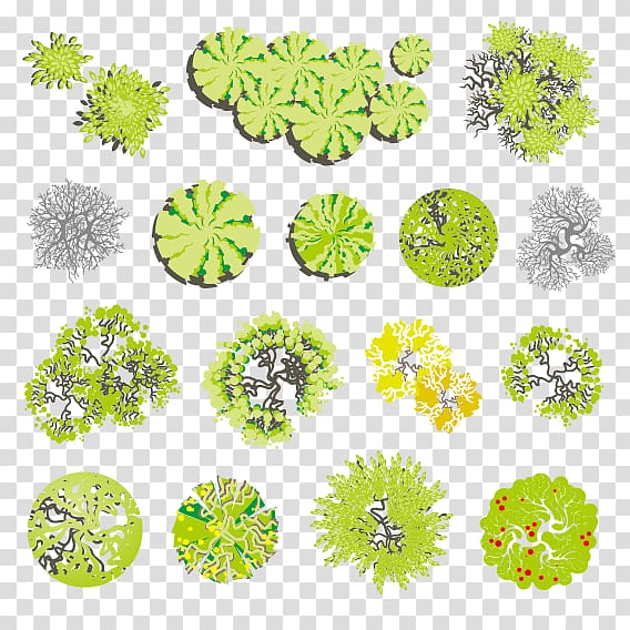 green leaves illustration, Tree Landscape Euclidean Illustration, Landscape design plant plan transparent background PNG clipart