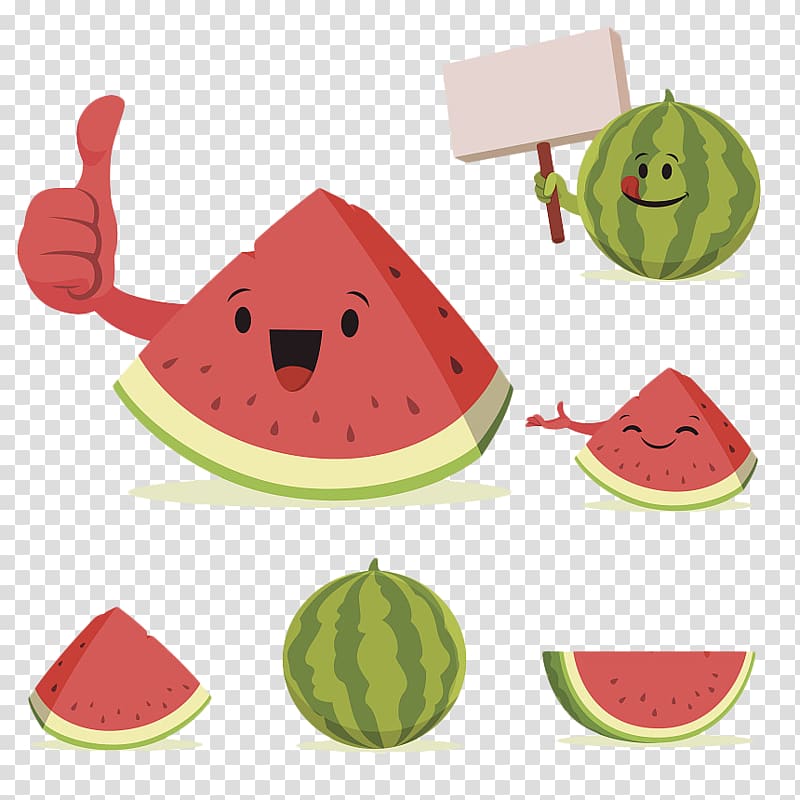Watermelon Cartoon Illustration, Cartoon watermelon expression transparent background PNG clipart