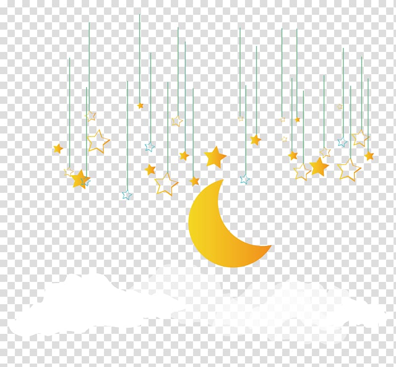 moon, star, and cloud , Yellow Pattern, Star moon decoration transparent background PNG clipart