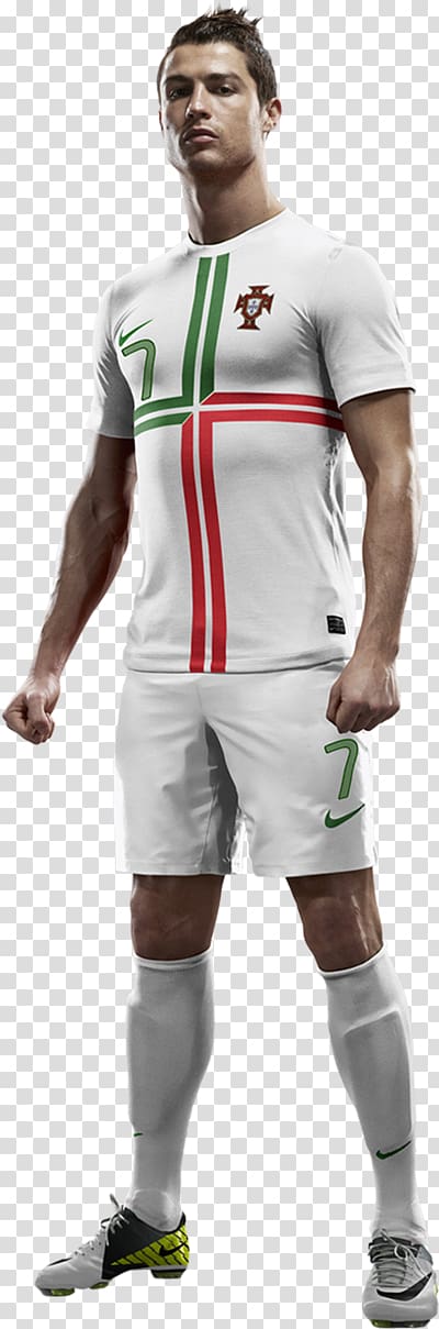 man wearing white jersey shirt and shorts, Cristiano Ronaldo Real Madrid C.F. Portugal national football team Football player, cristiano ronaldo transparent background PNG clipart
