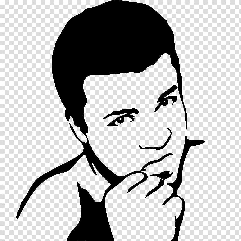 Wall decal Black and white Portrait Sticker, mohamed ali transparent background PNG clipart