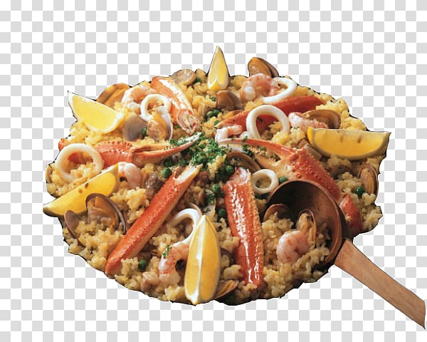 Paella Spanish Cuisine Seafood Arrxf2s negre Fried rice, Lobster seafood bibimbap transparent background PNG clipart