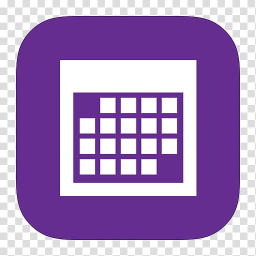 calendar icon, square area purple text, MetroUI Apps Calendar transparent background PNG clipart