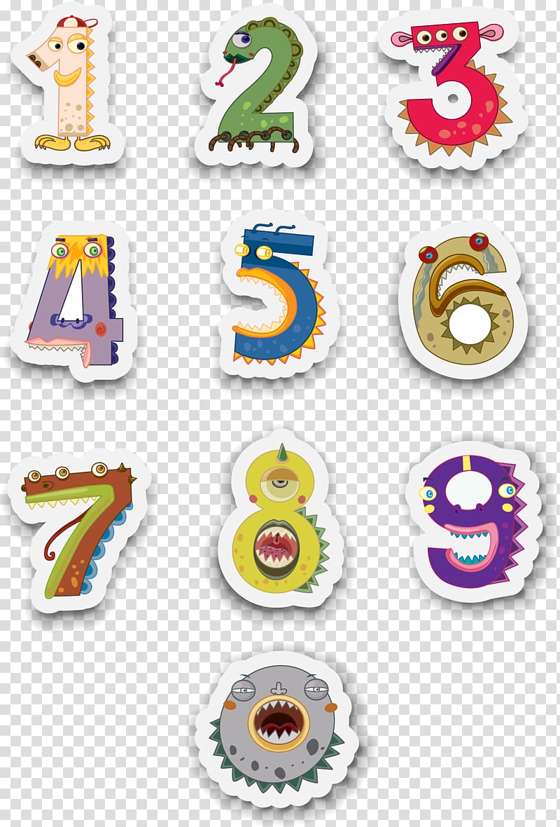 number , Numerical digit Sticker, Cartoon animal number transparent background PNG clipart