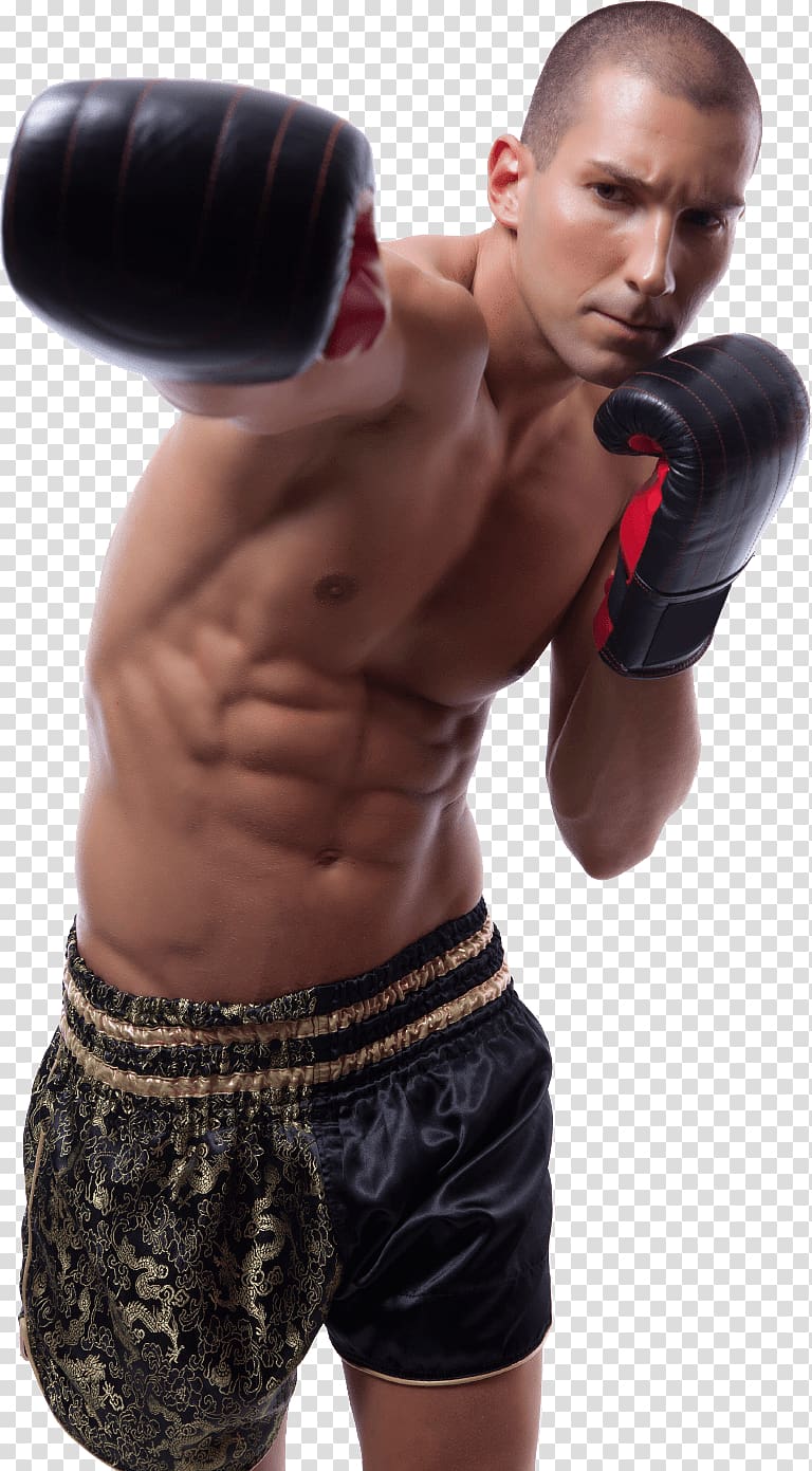 punching man wearing black and brown boxer shorts, Boxing Sport Man transparent background PNG clipart