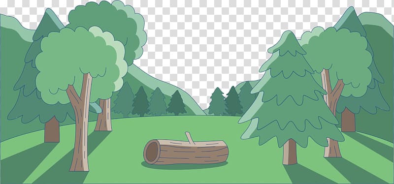 trees and log illustration against blue background, Tree Forest Green, map of the forest transparent background PNG clipart