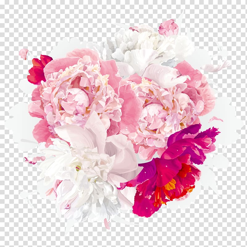pink, red, and white peonies , Flower Euclidean , Fantasy HD peony free transparent background PNG clipart