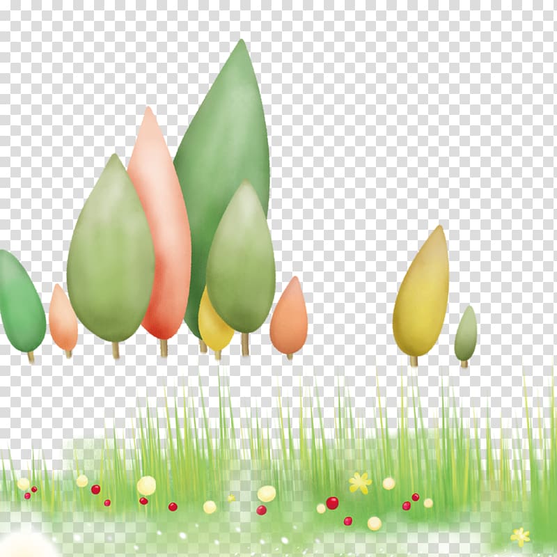 Cartoon Drawing, Grass trees transparent background PNG clipart