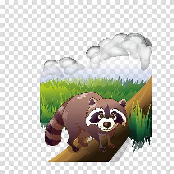 Cartoon Raccoon, Fox on the difficult path transparent background PNG clipart