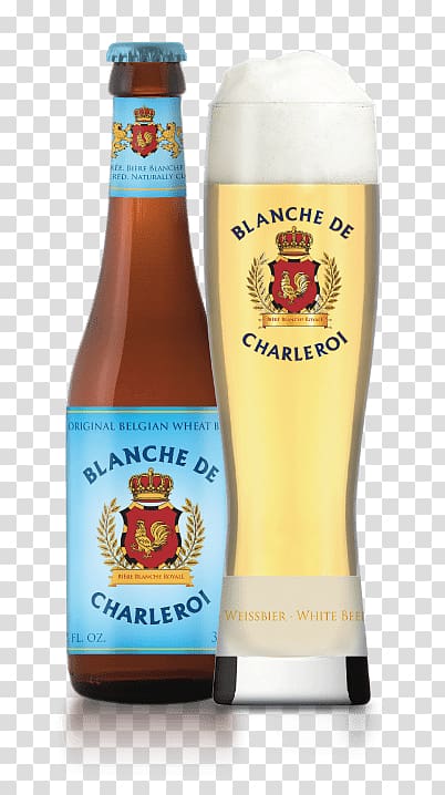 Blanche De Charleroi beer bottle and mug, Blanche De Charleroi transparent background PNG clipart