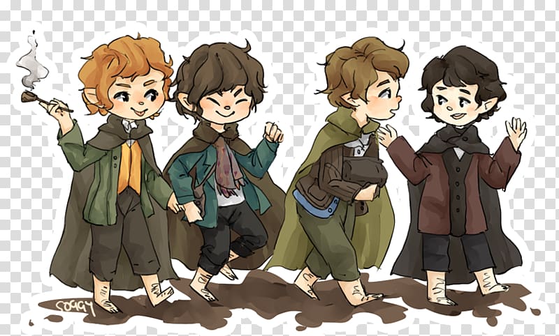 Frodo Baggins The Lord of the Rings Samwise Gamgee Meriadoc Brandybuck Aragorn, the hobbit transparent background PNG clipart