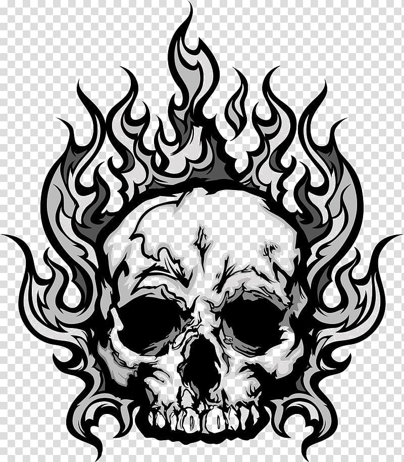flaming skull illustration, Skull , Cranial skeleton transparent background PNG clipart