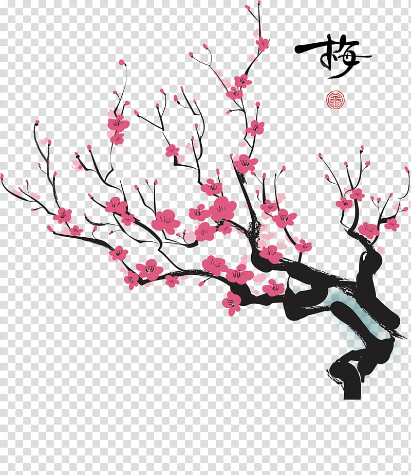 Cherry blossom Plum blossom Drawing, Plum Plum creative retro snow transparent background PNG clipart