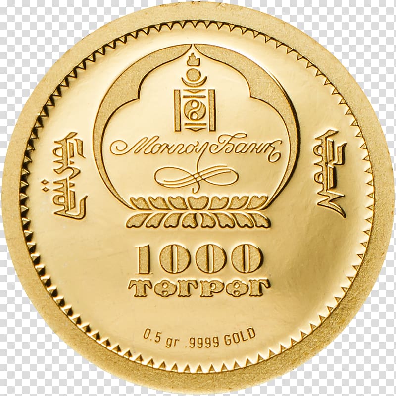 Gold coin Gold coin Medal Mongolia, gold transparent background PNG clipart