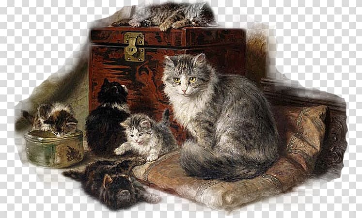 Kitten Maine Coon Fat Cat Art: Famous Masterpieces Improved by a Ginger Cat with Attitude Whiskers Painting, girafa transparent background PNG clipart