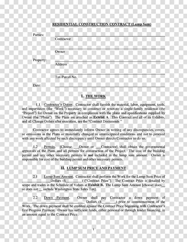 Construction contract Form Architectural engineering Template, Construction Contract transparent background PNG clipart