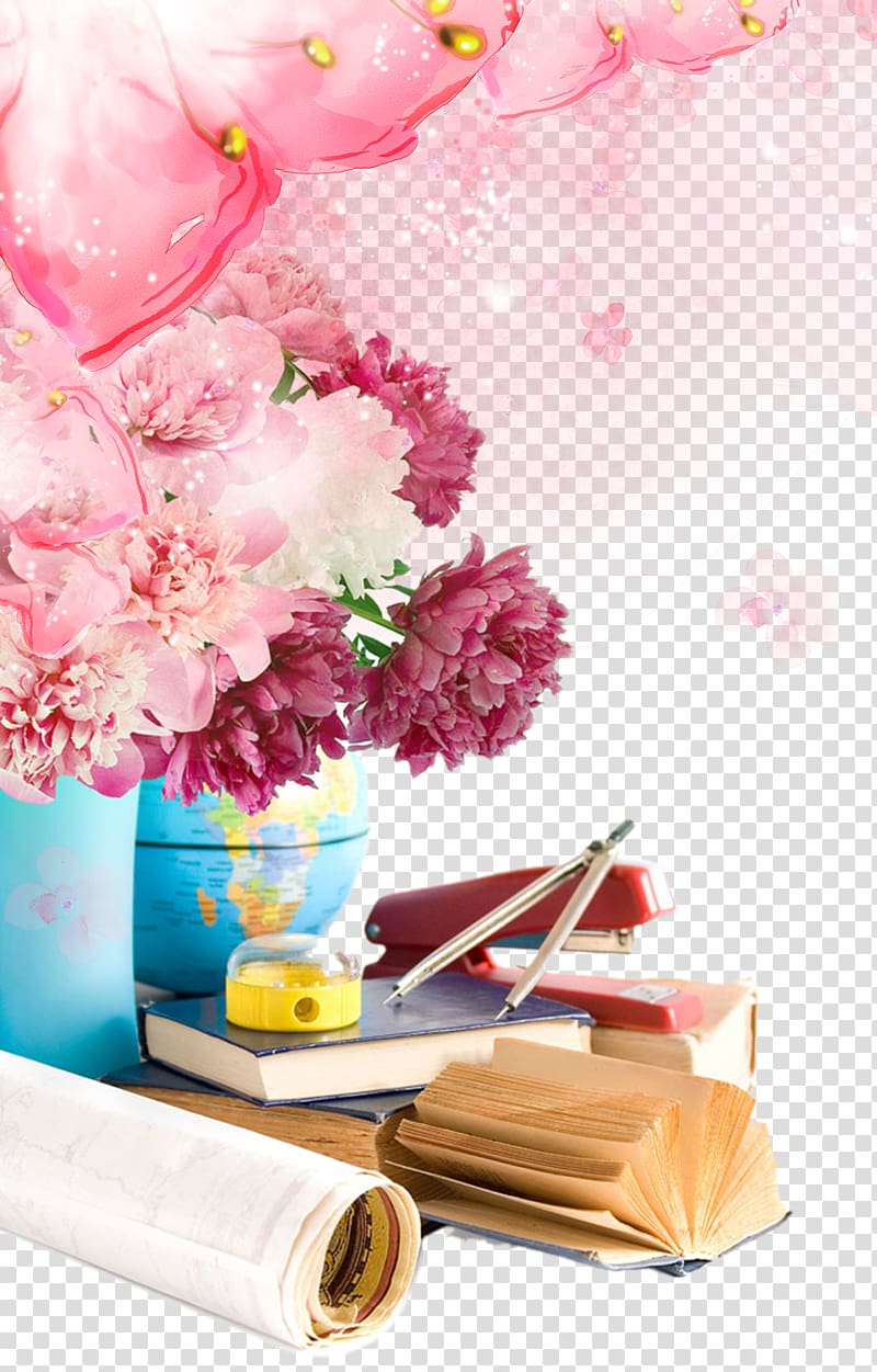 pink flowers, Teachers\' Day World Teacher\'s Day Flower Student, Teacher\'s day decoration material transparent background PNG clipart