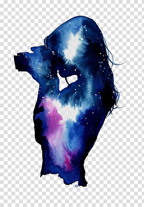 woman illustration, The Starry Night Night sky, graph transparent background PNG clipart