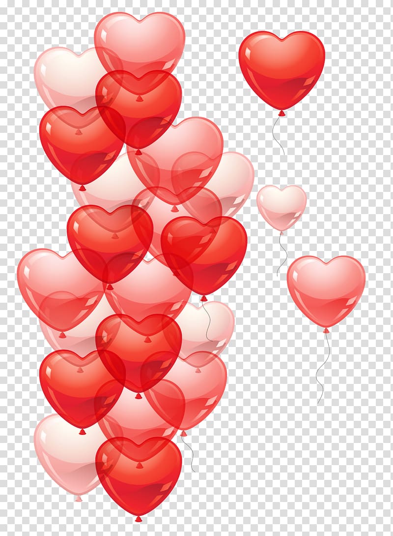 red and pink heart balloons, Balloon , Heart Baloons transparent background PNG clipart