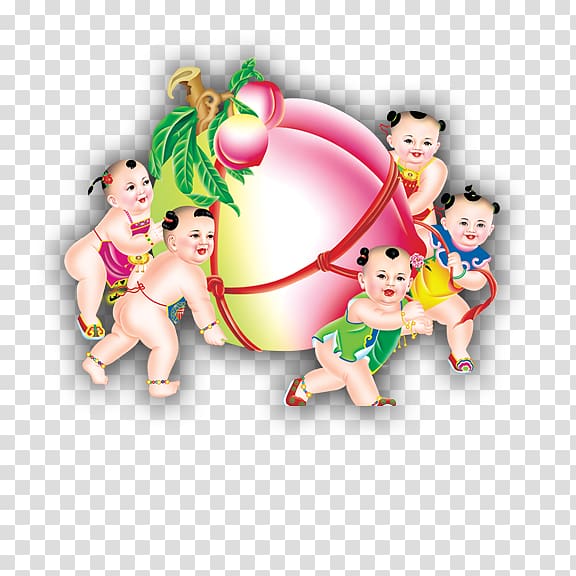 China , Fuwa hold peach transparent background PNG clipart
