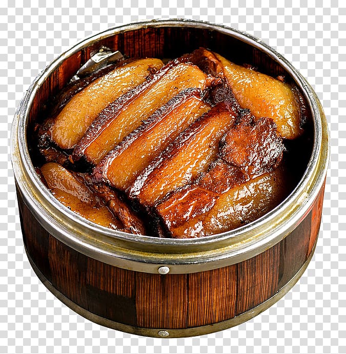 Red braised pork belly Kabayaki Meat Food Roasting, Delicious stew meat transparent background PNG clipart