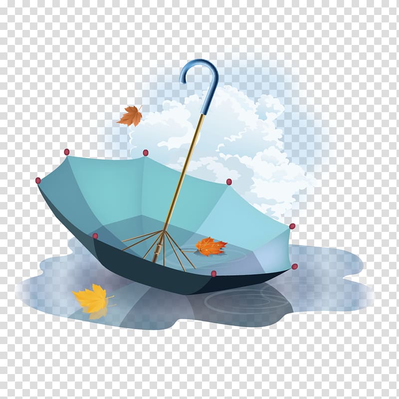 teal umbrella , Umbrella Scalable Graphics, Umbrella and autumn leaves transparent background PNG clipart