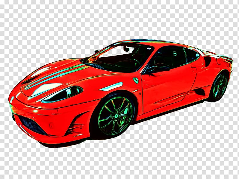 Aston Martin Ferrari F430 Sports car, Red sports car transparent background PNG clipart